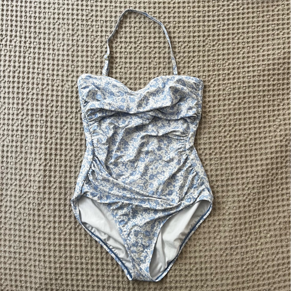 Floral Blue and White Swimsuit